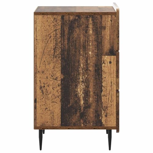 Table de chevet avec 3 tiroirs aspect bois vieilli rustique 68 cm - 7