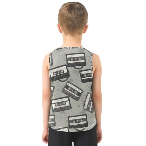 J JOYSAY Vintage Music Tape Gray Boys Tank Top Sleeveless Muscle Shirts Quick Dry Sport Workout Active Kids T-Shirts 3-15T3