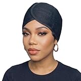 DONNA Deluxe Foam Mesh Wrap – Olive Oil + Vitamin E Treated Hair Wrap for Women, Adjustable Head Wrap, Breathable Mesh & Soft Foam Padding for Sleep or Styling, Black