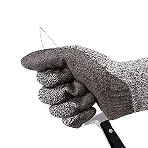 SAFEYURA High Density Polyethylene Non-slip Cut Resistant Industrial Gloves, Ideal for Construction, Woodworking, Glass, Steel, Sheet Metal and Machinery Industry (Large)