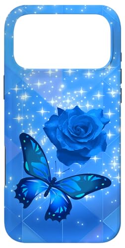 Cute Butterfly Phone Cases,Rose Floral Flower Butterfly Blue �X�}�z�P�[�X iPhone 17 Pro Max �p