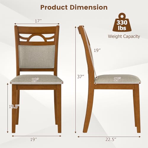 Image of GIANTEX Wooden Dining Chairs Set of 2, Farmhouse Kitchen Chairs w /Solid Rubber Wood Frames, Comfortable Backrests, Upholstered Fabric Side Chair, Perfect for Dining Room, Restaurant