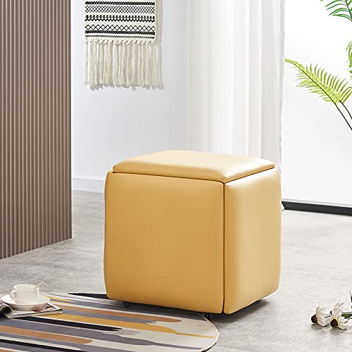 Chaise cube empilable 5 en 1 avec roulettes en polyuréthane synthétique pour salon et salle à manger Design carré compact (35 x 35 x 35 cm) Solution...