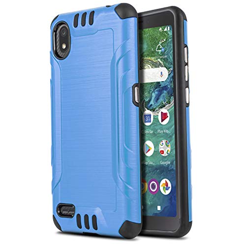 CasemartUSA Phone Case for [Alcatel TCL A2 (A507DL)], [Brushed Series][Blue] Shockproof Protective Defender Cover for TCL A2 (Tracfone, Simple Mobile, Straight Talk, Total Wireless, Net10)