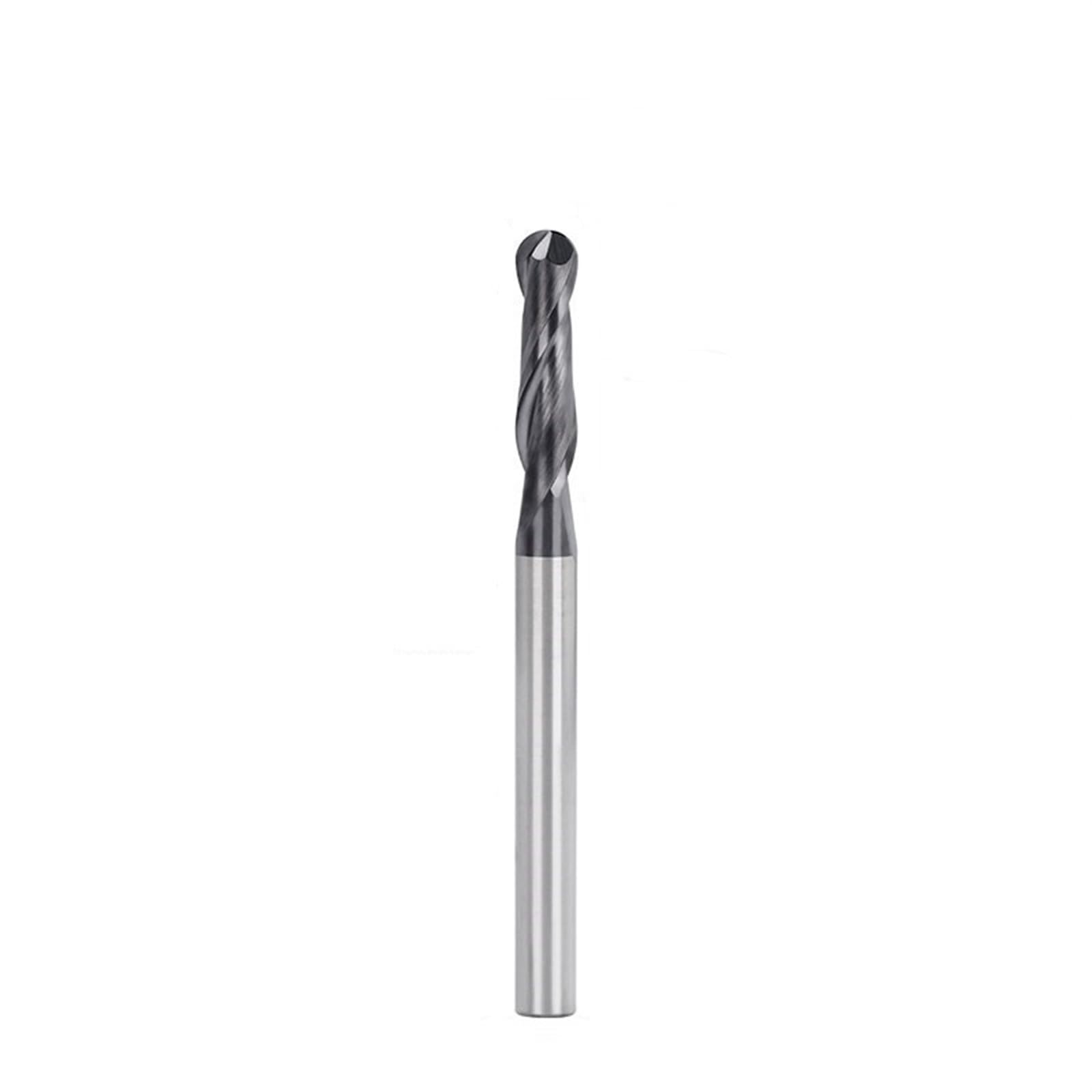 FCARUMIQP Ball Nose End Mill CNC Router Bit 3.175mm Shank Carbide Milling Cutter HRC55 R0.4-R1.58 Up Cut Spiral 2 Flutes Solid Tools(R1.19x7.14x3.175x40)