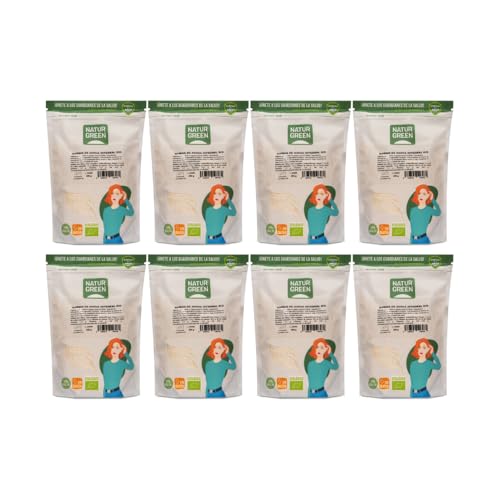 NaturGreen - Harina de Avena Integral Bio, 8 x 500 g, Ecológica 100%, Fuente de Proteínas y Fibra, Sin Gluten, Ideal para Repostería y Mezclas Keto