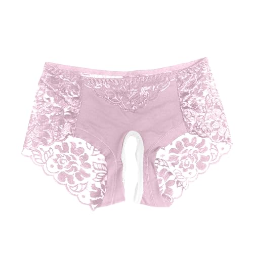 Sexy Panties for Women Lace Briefs Hollow Out Stretch Underwear Plus Size Thong Scallop Trim Plus Size Thongs Briefs Pink XXL