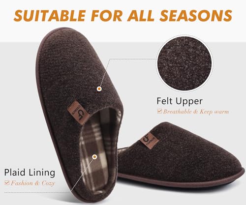 Image of COFACE Mens Cozy Memory Foam Scuff Slippers Casual Slip On Warm House Shoes Indoor /Outdoor Felt Sandal Slipper size 7-15