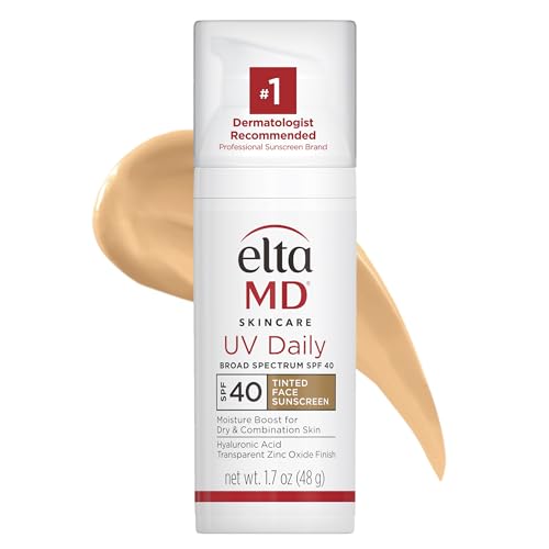 EltaMD UV Daily Tinted Sunscreen with Zinc Oxide, SPF 40 Face Sunscreen Moisturizer, Helps Hydrate Skin and Decrease Wrinkles, Lightweight...