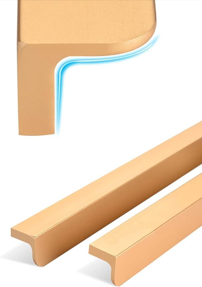 D Handle,Door Cupboard Knobs,Furniture Drawer Pulls,Furniture Door Handle 2 Pieces Golden Cabinet Handle Aluminum Door Handle with Screws Invisible Kitchen Handles Drawer Handle for Kitchen,Bedroom,Wa