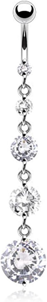 Forbidden Body Jewelry Dangle Belly Button Rings CZ Crystal Navel Rings for Women Surgical Steel 14G