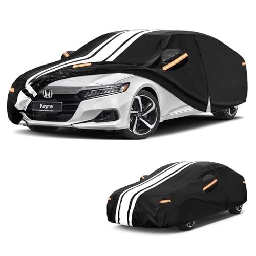 Kayme Honda Accord Car Cover Waterproof All Weather for Automobiles, Custom Fit for Accord Sedan/Coupe (2001-2025), Gift with Tape/Towel, Outdoor Full Exterior Cover Rain Snow Sun UV Protect