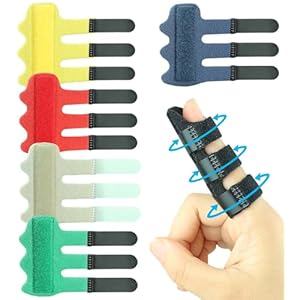 Kecartu 6 Pack Trigger Finger Splint, Finger Support Brace with Adjustable Fixing Belt for Straightening, Sprained, Tendinitis, Broken Finger Fits Index Finger,Middle Finger, Ring Finger (3 Straps)