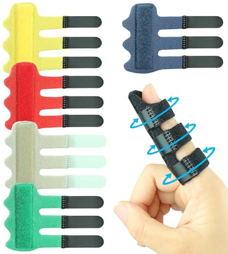 Kecartu 6 Pack Trigger Finger Splint, Finger Support Brace with Adjustable Fixing Belt for Straightening, Sprained, Tendinitis, Broken Finger Fits Index Finger,Middle Finger, Ring Finger (3 Straps)