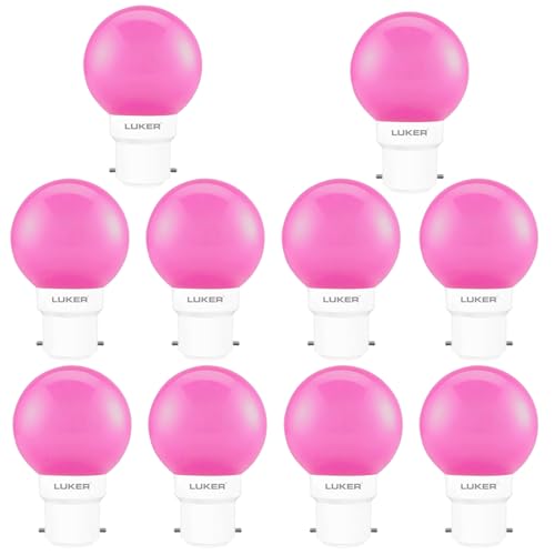 Image of LUKER JVLuker 0.5W LED Bulb B22 Base Energy Efficient Light 120 Degree Wide Beam Coverage High CRI Lights for Home and Office Indoor & Outdoor, 1 Year Warranty (Pack of 10, PINK)