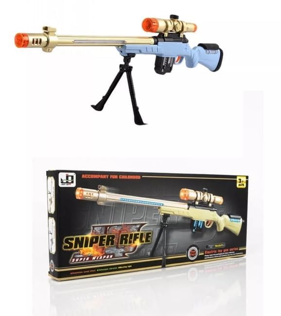 Toy Rifle with Lights and Sound, Pretend Play Toy Gun with Scope and Stand, Role Play Rifle for Indoor and Outdoor Play