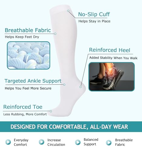 Image of 8 Pairs Compression Socks for Women & Men,Support Compression Stockings for Medical Running Athletic