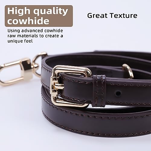 Image of Vachetta Leather Strap for Speedy Bag, Multi Length Handmade Adjustable Cowhide Crossbody Purse Strap for Handbag 【0.7 Inch Wide, Glossy Brown】