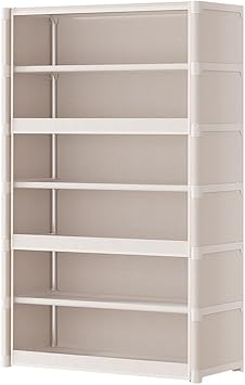 7 Tiers Shoe Rack Organizer with Lid Shoe Storage Cabinet with Clear Flip Door Shoe Storage Shelf Cabinet for Bags Books Clothes White