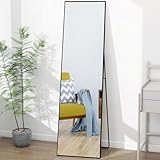 Lazyspace Ganzkörperspiegel, 140 x 40 cm, Schwarz HD Standspiegel mit Rahmen aus Aluminiumlegierung, Hartglas Wandspiegel, Boden großer Spiegel für Schlafzimmer, Garderobe, Wohnzimmer, Ankleidezimmer