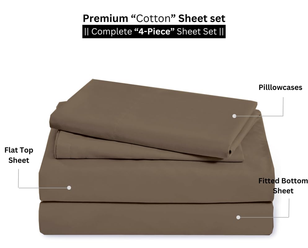 King Size 4-Piece Premium Egyptian Cotton Sheets Set