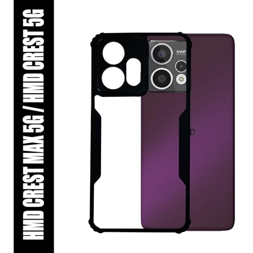 Image of AIBEX Crystal Clear Back Cover Case for HMD Crest Max 5G / HMD Crest 5G | 360 Degree Protection | Shock Proof Design | Transparent Back Cover Case (PC & TPU, Black Bumper)