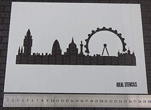 London Skyline Stencil | A4 Size | Home Decor Art Craft | Painting Stencil for Walls, Fabrics, Furniture etc