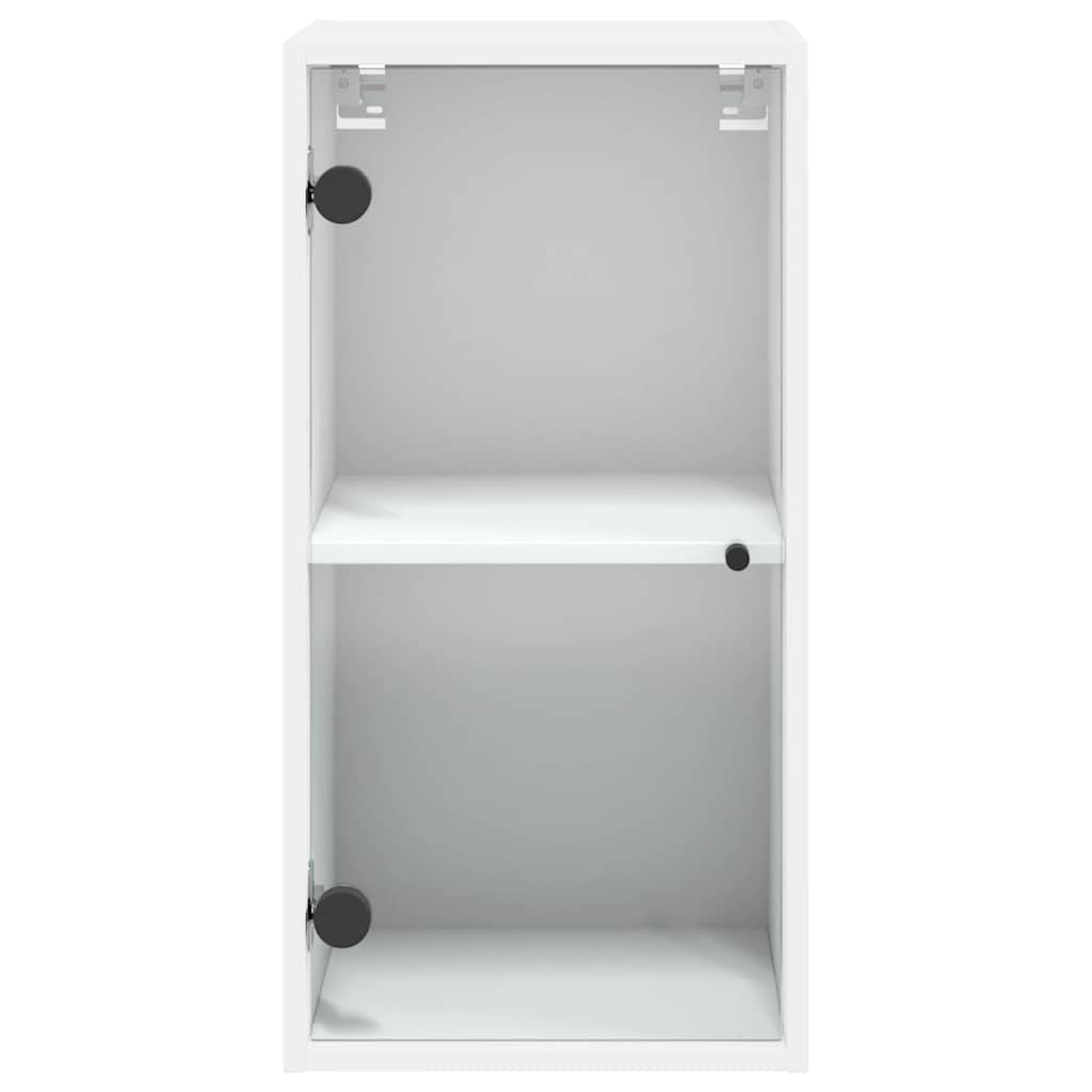 vidaXL Armoire Murale avec Portes en Verre, Meuble de Rangement Suspendu avec Compartiment, Organisateur de Maison Salle de Séjour Intérieur, Moderne, Blanc