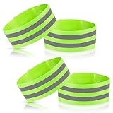 Darlingao 4 Pack High Visibility Reflective Bands for Arm, Wrist, Ankle & Leg – Adjustable Elastic Safety Straps for Night Running, Walking, Cycling – Reflective Gear for Men & Women