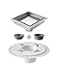 Ushower Square Shower Drain 6 Inch, Tile-insert Brushed Nickel Stainless Steel Square Drain with Drain flange kit