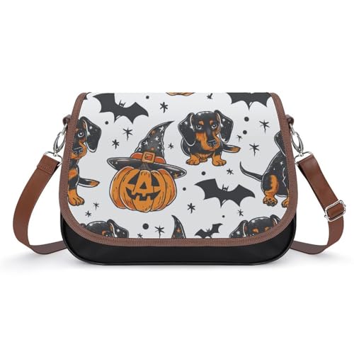 Sac à bandoulière motif chien et citrouille pour vos soirées d'Halloween