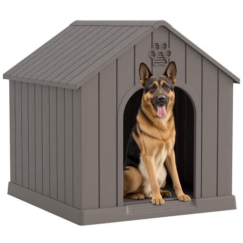 Fancyango Large Dog House Outdoor Indoor for Medium Large Dogs, Sturdy Plastic Waterproof Doghouse...