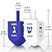 Zion Judaica Hanukkah Dreidels Blue & White Natural Wood with English Translation & Transliteration (10 Pack)