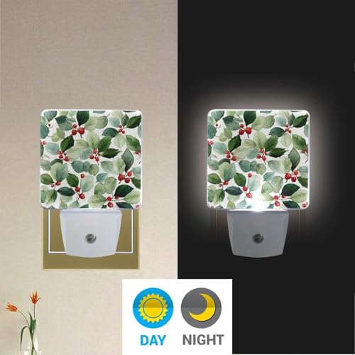 Luz nocturna sensor LED con patrón de hojas y bayas miniatura 4