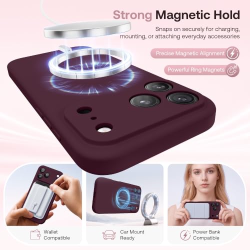 Image of GolbinBox Magnetic for iPhone 17 Pro Max Case, Silicone Cover, Deep Cherry