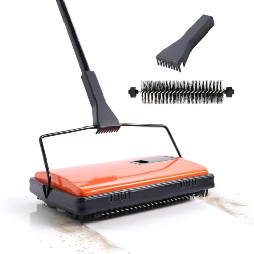 Image of CLEANHOME Manual Carpet Sweeper, Newly Upgraded Orange Model