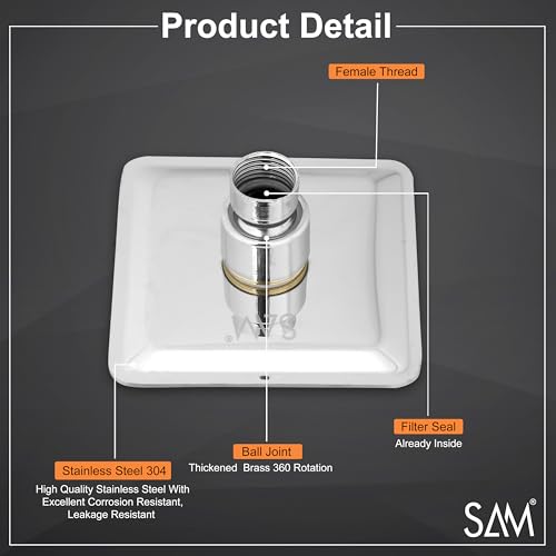 Image of SAM Shower Slim High Pressure Rainfall Showerhead Without Arm for bathroom (Ultra Slim, 4 * 4)
