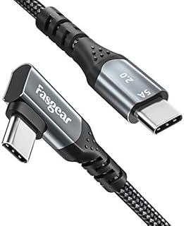 Fasgear USB C to USB C Cable Right Angle 90 Degree 100W 5A PD Fast Charge Type C Cable Compatible with Mac-Book Pro Air i-Pad Pro 2020 Galaxy S20 Huawei P40 Lenovo ThinkPad Dell XPS HP(White, 10ft)