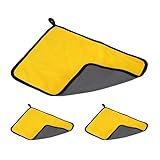 PATIKIL 11.8x15.7 Zoll Billardqueue-Handtuch, 3er-Pack Poolqueue-Reinigungstuch aus Korallenfleece für Snooker-Pole-Billardtisch-Zubehör, Gelb Grau