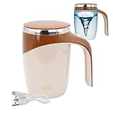Picture of Self Stirring Mug - Rechargeable Automatic Magnetic Electric Coffee Mug, Rotating Cute Mixing Cup Tasse, To Stir Office/Kitchen/Travel/Home Coffee/Tea/Hot Chocolate/Milk-450 ml/15.2 oz(Brown)