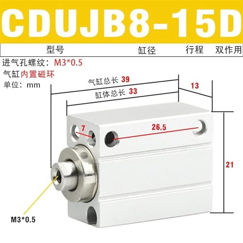 Cilindro de doble efecto CUJB8-25D rectangular compacto de aire comprimido 3