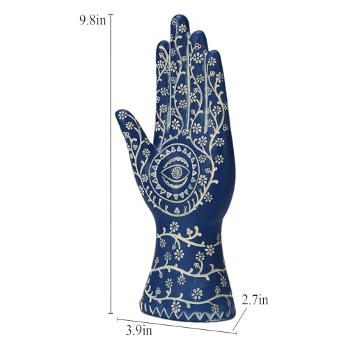Estatua Hamsa Mano 9.8'' Resina Decorativa Azul miniatura 2