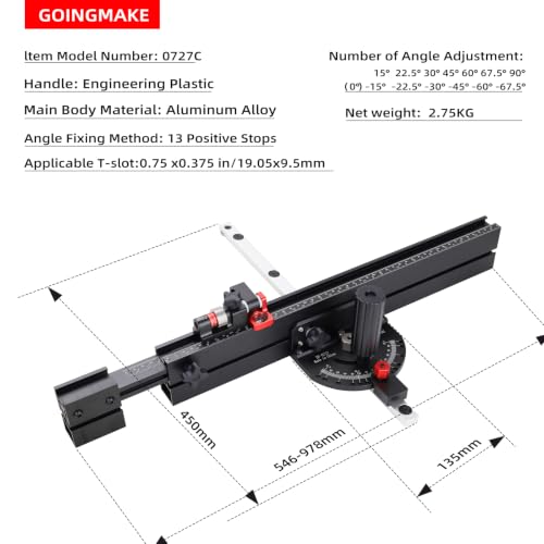 GOINGMAKE 21-38 Inch Miter Gauge