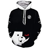 WANHONGYUE Danganronpa Monokuma Anime Hoodie Sweatshirt Unisex Cosplay 3D Printed Pullover Hooded Sweater 1 XXL Black