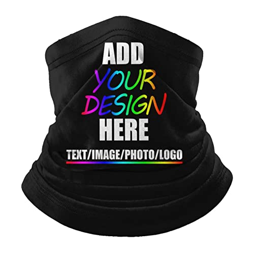Personalized Microfiber Neck Warmer Neck Gaiter Add Your Photo/Text/Logo Custom Face Mask Scarf Bandana Balaclava for Men & Women Outdoor