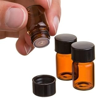 2 ml (5/8 dram) Amber Glass Essential Oil Bottle with Orifice Reducer and cap,Chemistry Lab Chemicals, Colognes & Perfumes(12 Pack)