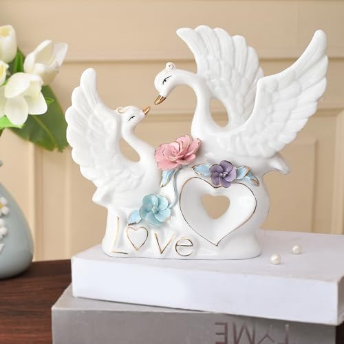 Image of Xtore Modern Swan with Multicolour Flower Design for Home Decor (Pack of 1, White)