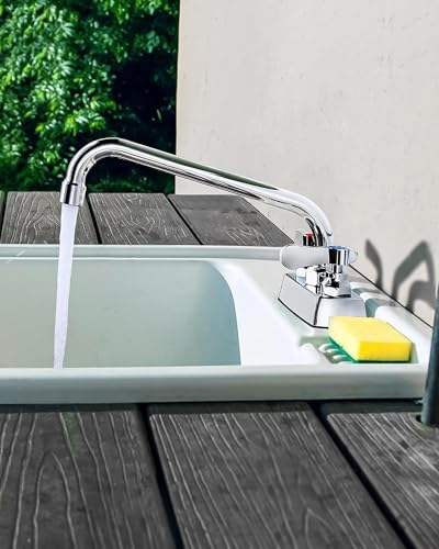 Image of Utility Laundry Sink Faucet 10 inch Swivel Spout,Laundry Faucets 4 Inch Centerest, Deck Mount Laundry Tub Faucet,Brass Construction Chrome Polished, for Laundry Room, Bar, Garden Tub,Garage,RV