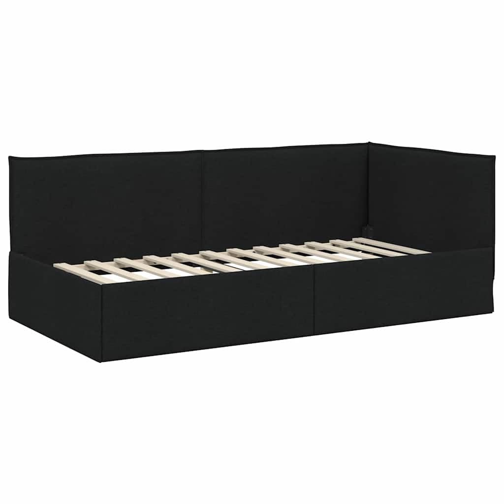vidaXL Hoekbedframe met hoofdeinde Zwart 90 x 190 cm Stof