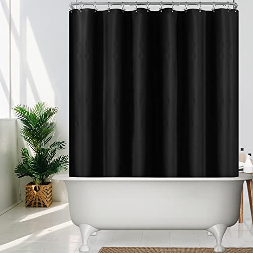Image of Mrs Awesome Black Clawfoot Tub Shower Curtain or Liner with 12 Magnets - Free 36 Hooks Included, Waterproof PEVA, 180 inch x 70 inch, Black